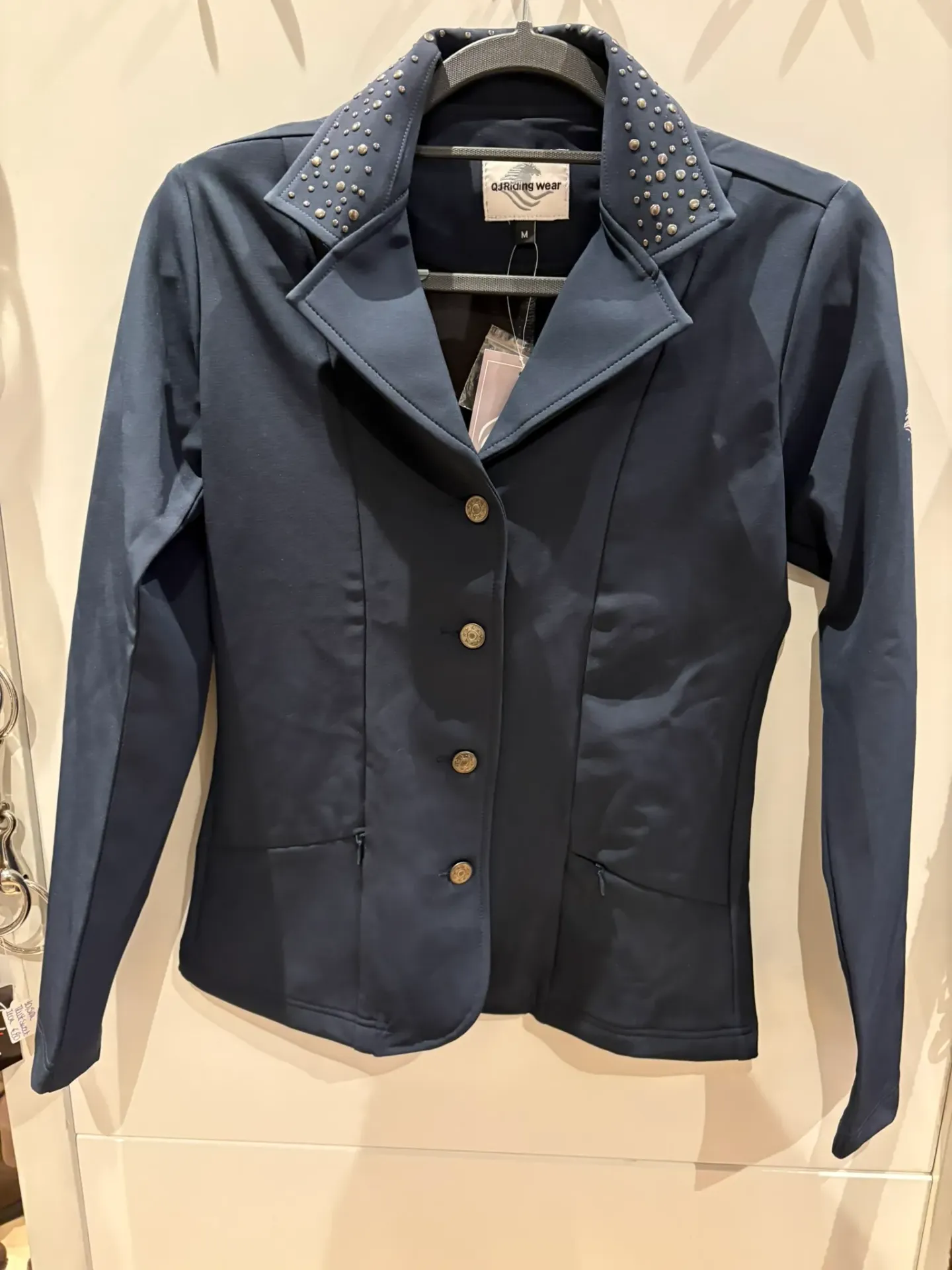 [K014A043] Wedstrijdjas QJRW donkerblauw met studs maat M